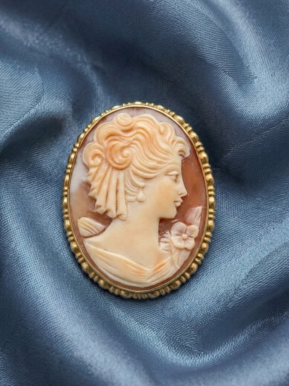 Vintage Cameo Convertible Brooch Pendant 12K GF Hand Carved Mid-Century
